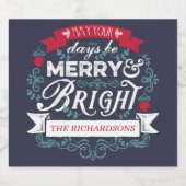 メリー&ブライトクリスマスタイポグラフィカスタムバナー ビールラベル (シングルラベル)