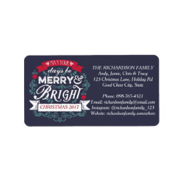 メリー&ブライトクリスマスタイポグラフィカスタムバナー ラベル