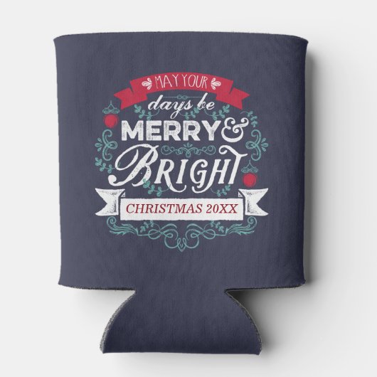 メリー&ブライトクリスマスタイポグラフィカスタムバナー 缶クーラー (裏面)