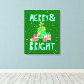 メリー&ブライトクリスマスツリー キャンバスプリント (インサイチュ (ウッドフロア))