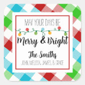 メリー&ブライトクリスマスライトファミリーギフトラベル スクエアシール (正面)