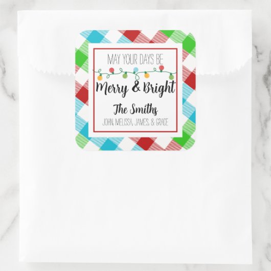 メリー&ブライトクリスマスライトファミリーギフトラベル スクエアシール (バッグ)