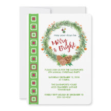 メリー&ブライトクリスマスリースパーティー招待状