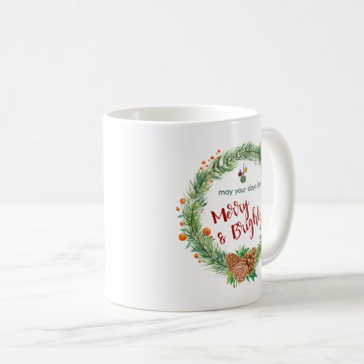 メリー&ブライトクリスマスリース コーヒーマグカップ (正面右)