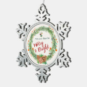 メリー&ブライトクリスマスリース スノーフレークピューターオーナメント (右)