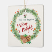 メリー&ブライトクリスマスリース セラミックオーナメント (左)