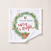 メリー&ブライトクリスマスリース バスタオルセット (ウォッシュタオル)