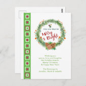 メリー&ブライトクリスマスリース ポストカード (正面/裏面)