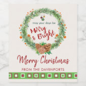 メリー&ブライトクリスマスリース ワインラベル (シングルラベル)