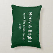 メリー&ブライトクリスマス名前をカスタムするハンターグリーン アクセントクッション (裏面(縦))