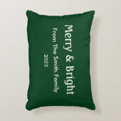 メリー&ブライトクリスマス名前をカスタムするハンターグリーン アクセントクッション (正面(垂直))