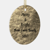 メリー&ブライトクリスマス金ゴールドゴールデンセピアギフト セラミックオーナメント (右)