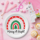 メリー&ブライトクリスマス ペーパープレート (パーティー)