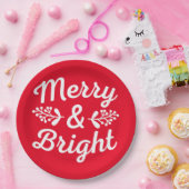 メリー&ブライトクリスマス ペーパープレート (パーティー)