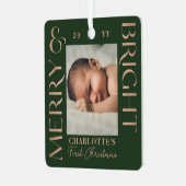 メリー&ブライトグリーンベビー初めてのクリスマス写真 メタルオーナメント (正面左)