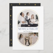 メリー&ブライトシンプルアーチクリスマスファミリーの写真 シーズンカード (正面/裏面)