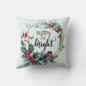 メリー&ブライトタイポグラフィクリスマスホリーブレス クッション (裏面)