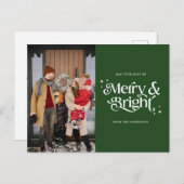 メリー&ブライトタイポグラフィフォトクリスマス シーズンポストカード (正面/裏面)