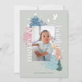 メリー&ブライトパステルクリスマスツリーフォレストフォト シーズンカード (正面)