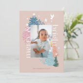 メリー&ブライトパステルクリスマスツリーフォレストフォト シーズンカード (スタンド正面)