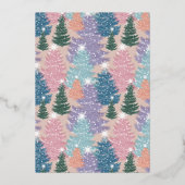 メリー&ブライトパステルクリスマスツリーフォレストフォト 箔シーズンカード (裏面)