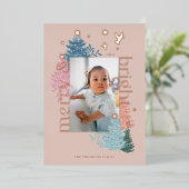 メリー&ブライトパステルクリスマスツリーフォレストフォト 箔シーズンカード (立ち正面)