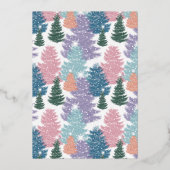 メリー&ブライトパステルクリスマスツリーフォレストフォト 箔シーズンカード (裏面)