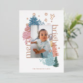 メリー&ブライトパステルクリスマスツリーフォレストフォト 箔シーズンカード (立ち正面)