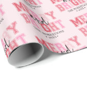 メリー&ブライトパーソナライズされたピモダンンクのクリスマス ラッピングペーパー (ロールコーナー)