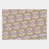 メリー&ブライトパープルクリスマスツリーライトクラフト ラッピングペーパーシート (正面)