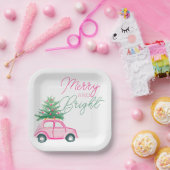 メリー&ブライトピンククリスマスカークリスマスツリー ペーパープレート (パーティー)