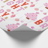 メリー&ブライトピンククリスマスツリーラッピング紙 ラッピングペーパー (角)