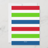 メリー&ブライトフォトレッドグリーンブルーストライプシンプル シーズンカード (裏面)