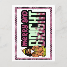 メリー&ブライトブラックガールメラニンSistaクリスマス ポストカード