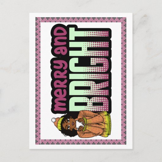 メリー&ブライトブラックガールメラニンSistaクリスマス ポストカード (正面)