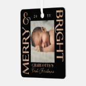 メリー&ブライトブラックベビー初めてのクリスマス写真 メタルオーナメント (正面左)