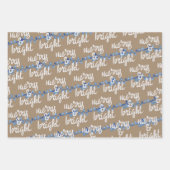 メリー&ブライトブルークリスマスツリーライトクラフト ラッピングペーパーシート (正面2)