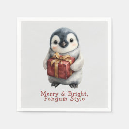 メリー&ブライトペンギンクリスマス スタンダードカクテルナプキン