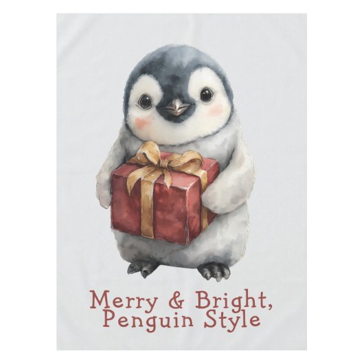 メリー&ブライトペンギンクリスマス テーブルクロス (正面)