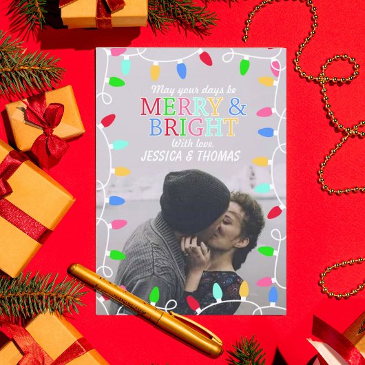 メリー&ブライトホリデー写真クリスマスカード シーズンカード
