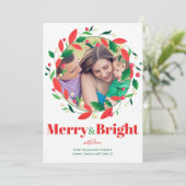 メリー&ブライトホリーリースかわいい家族写真 シーズンカード (スタンド正面)