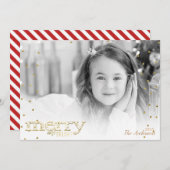 メリー&ブライトホワイト金ゴールドホリデーフォト シーズンカード (正面/裏面)