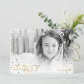 メリー&ブライトホワイト金ゴールドホリデーフォト シーズンカード (スタンド正面)