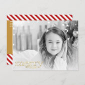 メリー&ブライトホワイト金ゴールドホリデーフォト シーズンポストカード (正面/裏面)