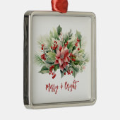 メリー&ブライトポインセチア赤ベリークリスマス メタルオーナメント (右)