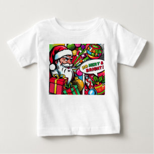 メリー&ブライトポップ・アートのアートはっきりした – クリスマスTシャツ ベビーTシャツ