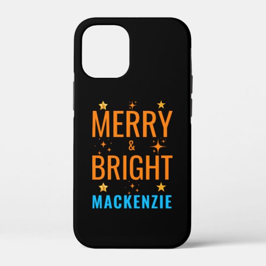 メリー&ブライトモダンクリスマス名前をカスタムするブラック Case-Mate iPhoneケース (裏面)