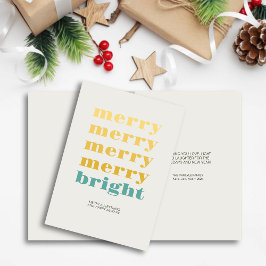 メリー&ブライトモダンティール（緑がかった色）ブミニマルルークリスマス シーズンカード