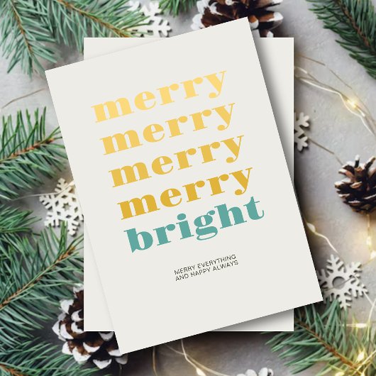 メリー&ブライトモダンティール（緑がかった色）ブミニマルルークリスマス シーズンカード