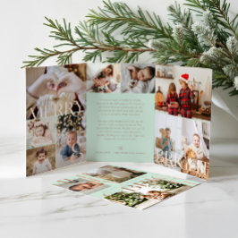 メリー&ブライトモダンフはっきりしたァミリ写真コラージュ 三つ折りクリスマスカード